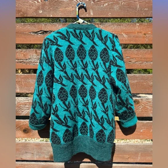 Vintage New Wang Kong Knit Cardigan With Floral Appliqué Size MD - Picture 7 of 16